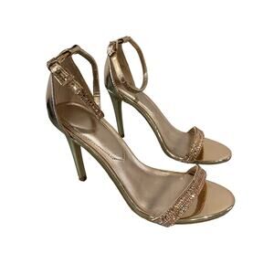 Aldo Rose Gold Metallic Heeled Bridal Heel Sandals Size US 7